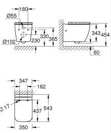 Унитаз подвесной GROHE Clova Ceramic Square, альпин-белый (39908000)