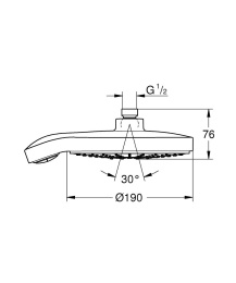 Верхний душ GROHE Power&Soul Cosmopolitan 190, 4 режима, белая луна (27764LS0)