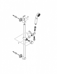 Душевой гарнитур GROHE Sinfonia 50, 1 режим струи, душевая штанга 600 мм, хром (28975000)