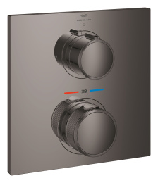 Внешняя часть термостата для душа GROHE Allure скрытого монтажа на 1 потребителя, квадратная, темный графит глянец (19380A02)