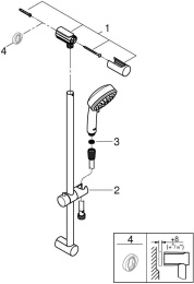 Душевой гарнитур GROHE New Tempesta Cosmopolitan 100 IV, 600 мм, 9,5 л/мин, хром (27580002-DP) (повреждена упаковка)