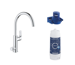 Смеситель для кухонной мойки GROHE Blue Pure Eurosmart с функцией фильтрации, с фильтром в комплекте, хром (119708)