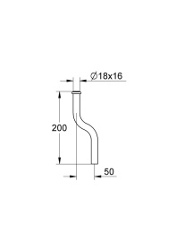 Сливная трубка для писсуара GROHE 200 мм, диаметр 18 мм, изгиб 50 мм (37040000)