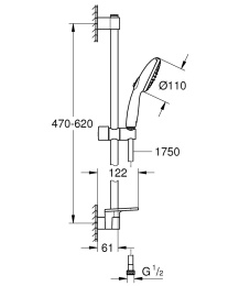 Душевой гарнитур GROHE Tempesta 110 с мыльницей, 2 режима струи, хром (27926003/U), уцененный товар