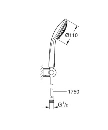 Душевой набор GROHE Euphoria 110 Champagne, 3 режима, 1750 мм, 17 л/мин, хром (27355000)