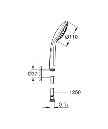 Душевой набор GROHE Euphoria, 1 режим, 1250 мм, 21,7 л/мин, хром (27354000)