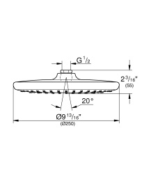 Верхний душ GROHE Tempesta 250, 9,5 л/мин, 1 режим, хром (26666000)