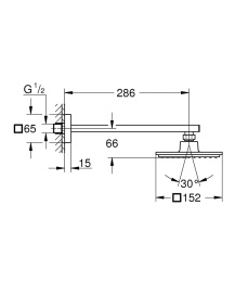 Верхний душ GROHE Euphoria Cube 150, 9,5 л/мин, 1 режим, 286 мм, хром (26073000)