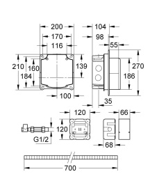 Набор коробов для установки ИК панелей смыва GROHE, хром (38387000)