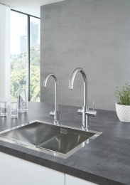 Комплект для кухни GROHE Red Duo с C-образным смесителем, бойлером L-Size и фильтром, хром (30079001)