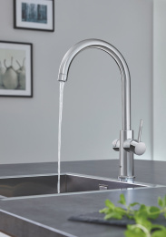 Комплект для кухни GROHE Red Duo с C-образным смесителем, бойлером L-Size и фильтром, хром (30079001)
