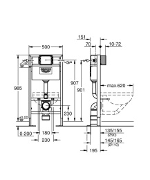 Система инсталляции для унитаза GROHE Rapid SL (1 м) (38586001)