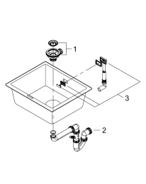 Мойка GROHE K700U с одной чашей, 533 x 457 мм, серый гранит (31654AT0)
