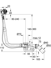 Наливной, сливной и переливной гарнитур GROHE Talentofill, сатиновая сталь (28990MS0)