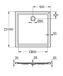 Душевой поддон GROHE 1000x1000, универсальный, белый (39300000)