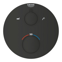 Внешняя часть термостата GROHE Grohtherm на 2 выхода, фантомный чёрный (1022102430)