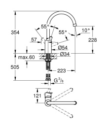 Смеситель для кухонной мойки GROHE Feel с высоким изливом, хром (32670000)
