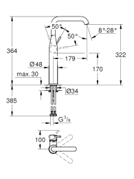 Смеситель для раковины GROHE Essence, XL-size, матовый черный (329012431)