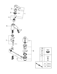 Смеситель для раковины GROHE Start QuickFix с донным клапаном, S-size, хром (32559001)