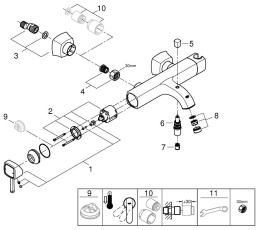 Смеситель для ванны GROHE Grandera, хром/золото (23317IG0)