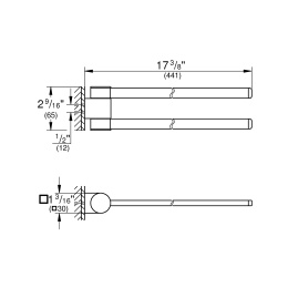 Держатель для полотенца GROHE Selection 400 мм, двойной, поворотный, темный графит глянец (41063A00)