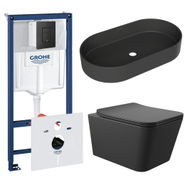 Комплект инсталляции GROHE Solido 38811KF0 с унитазом Aqueduto MACIO MACT2140 и раковиной Aqueduto ESPIRAL ESP0240 (NW0621)