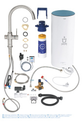 Комплект для кухни GROHE Red Duo с C-образным смесителем, бойлером L-Size и фильтром, суперсталь (30079DC1)