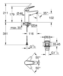 Готовый комплект для ванной комнаты GROHE Euroeco, хром (129367)