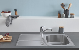 Мойка GROHE K200 45-S 86/50 1.0 с корзинчатым вентилем, нержавеющая сталь (31552SD1)