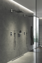 Внешняя часть термостата для душа GROHE Allure скрытого монтажа на 2 потребителя, квадратная, темный графит глянец (29181A02)