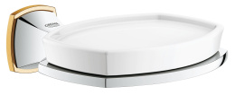 Мыльница керамическая GROHE Grandera с держателем, хром/золото (40628IG0)
