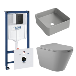 Комплект инсталляции GROHE Solido 38811KF0 с унитазом Aqueduto CONE CONT2130 и раковиной Aqueduto ESPIRAL ESP0330 (NW0569)
