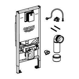 Инсталляция для подвесного унитаза, GROHE Rapid SLX, монтажная высота 1.13 м, со встроенной электрической розеткой и подводом воды для подключения унитазов-биде, (39596000)