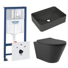 Комплект инсталляции GROHE Rapid SL 38775001 с унитазом Aqueduto CONE CON0140 и раковиной Aqueduto ESPIRAL ESP0440 (NW0510)