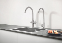 Комплект для кухни GROHE Red Duo с C-образным смесителем, бойлером L-Size и фильтром, суперсталь (30079DC1)