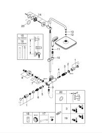 Душевая система GROHE Vitalio Start System 250 Cube с термостатом для душа, хром (26697000)