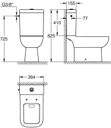 Смывной бачок GROHE Bau Edge (39812000)