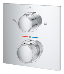 Внешняя часть термостата для душа GROHE Allure скрытого монтажа на 2 потребителя, квадратная, хром (29181002)