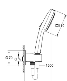 Душевой набор GROHE Tempesta Cube 110, 3 режима, 1500 мм, 7,4 л/мин, черный матовый (269102433)