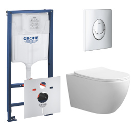 Комплект инсталляции GROHE Rapid SL 3 в 1 с унитазом Aquatek СОФИЯ AQ1801T-00 и звукоизоляционным комплектом (NW0757)