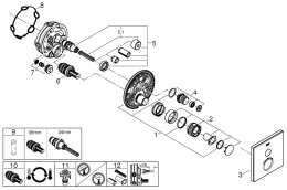 Внешняя часть термостата для душа GROHE Grohtherm SmartControl на 1 потребителя, белая луна (29153LS0)