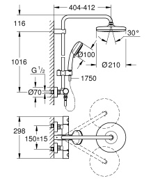 Готовый комплект для душа GROHE Tempesta Cosmopolitan 210 (NSB0147)