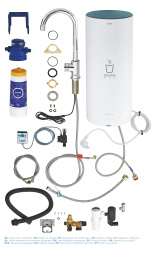 Комплект для кухни GROHE Red Mono с C-образным вентилем, бойлером L-Size и фильтром, хром (30080001)