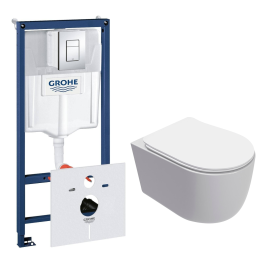 Комплект инсталляции GROHE Rapid SL 38775001 с унитазом AQUAme AQM2012 и сиденьем с микролифтом, смыв Quiet (NW0315)