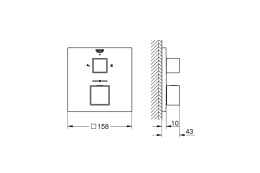 Внешняя часть термостата для душа GROHE Grohtherm Cube на 2 потребителя, темный графит матовый (24154AL0)