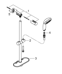 Душевой гарнитур GROHE New Tempesta 100 с мыльницей, 4 режима струи, душевая штанга 600 мм, 9,5 л/мин, хром (28436002)