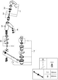 Смеситель для раковины GROHE Eurosmart, M-size, хром (2339310E)
