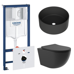 Комплект инсталляции GROHE Rapid SL NW0145/S с унитазом Aqueduto OVO OVO0140 и раковиной Aqueduto ESPIRAL D400 ESP0140 (NW0425)