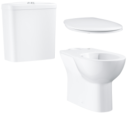 Унитаз напольный GROHE Bau Ceramic с бачком и сиденьем с микролифтом, альпин-белый (NW0077)