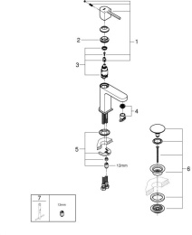 Смеситель для раковины GROHE Plus, S-size, хром (33163003)